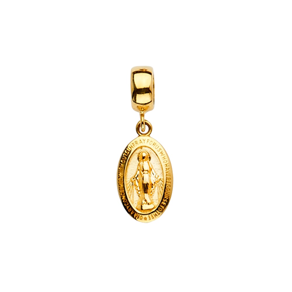 14KY VIRGIN MARY CHARM FOR MIX&MATCH BRACELET: 14KY Virgin Mary Charm for Mix&Match Bracelet Type: Pendant Material Type: 14k Gold Material Color: Yellow Avg. Weight: 1.17 Gr. Size: Height : 21 mm,Width : 7 mm Accessories: None Notice: When