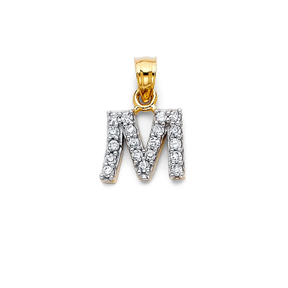 14K 2T CZ INITIAL PENDANT (1 of 4)