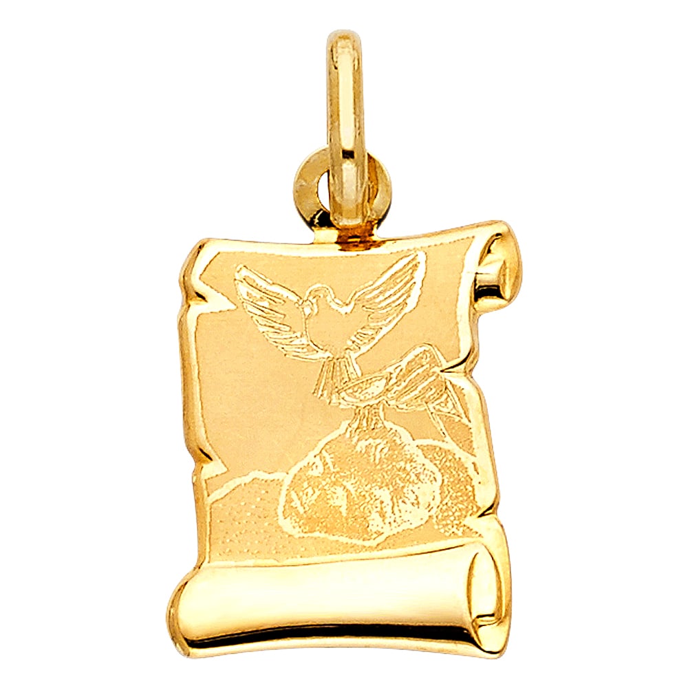 14KY BAPTISM PENDANT: 14KY Baptism Pendant Type: Pendant Material Type: 14k Gold Material Color: Yellow Avg. Weight: 0.94 Gr. Size: Height : 18 mm,Width : 14 mm Accessories: None Notice: When purchasing pre-own