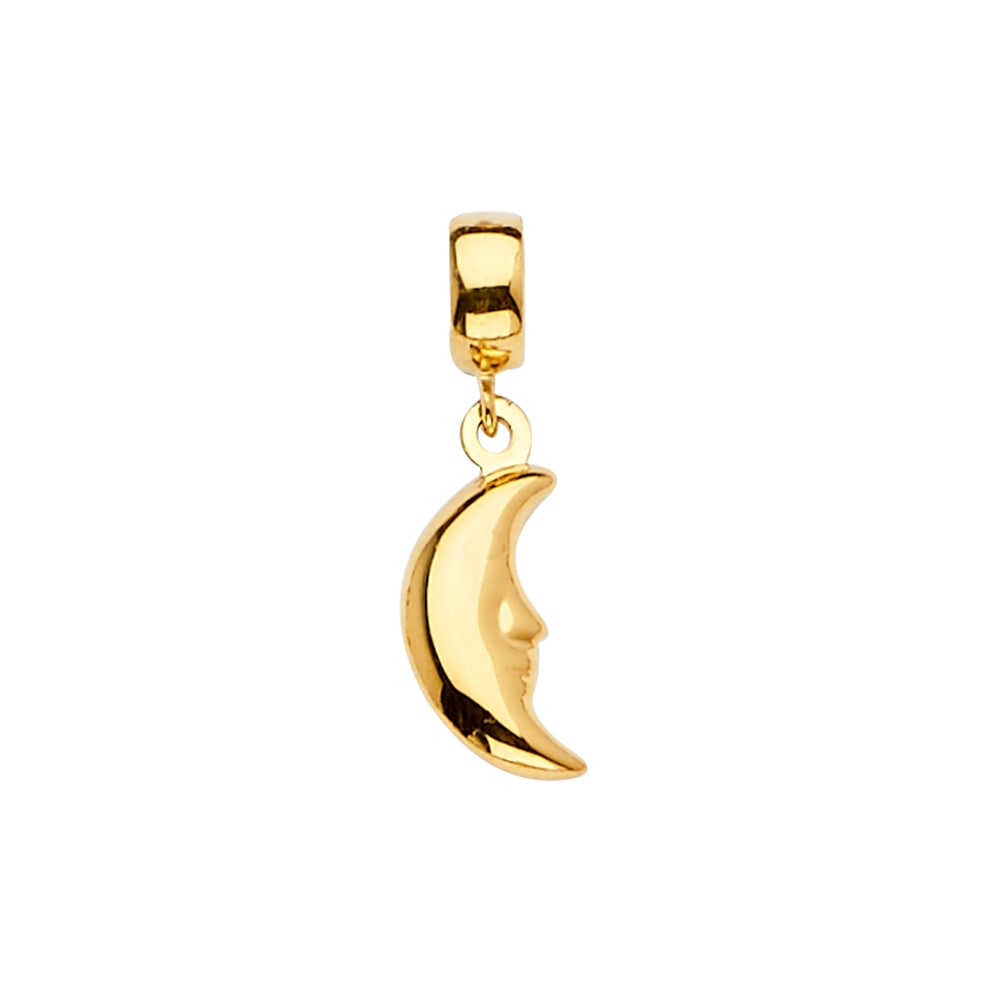 14KY MOON CHARM FOR MIX&MATCH BRACELET: 14KY Moon Charm for Mix&Match Bracelet Type: Pendant Material Type: 14k Gold Material Color: Yellow Avg. Weight: 0.93 Gr. Size: Height : 22 mm,Width : 5 mm Accessories: None Notice: When p