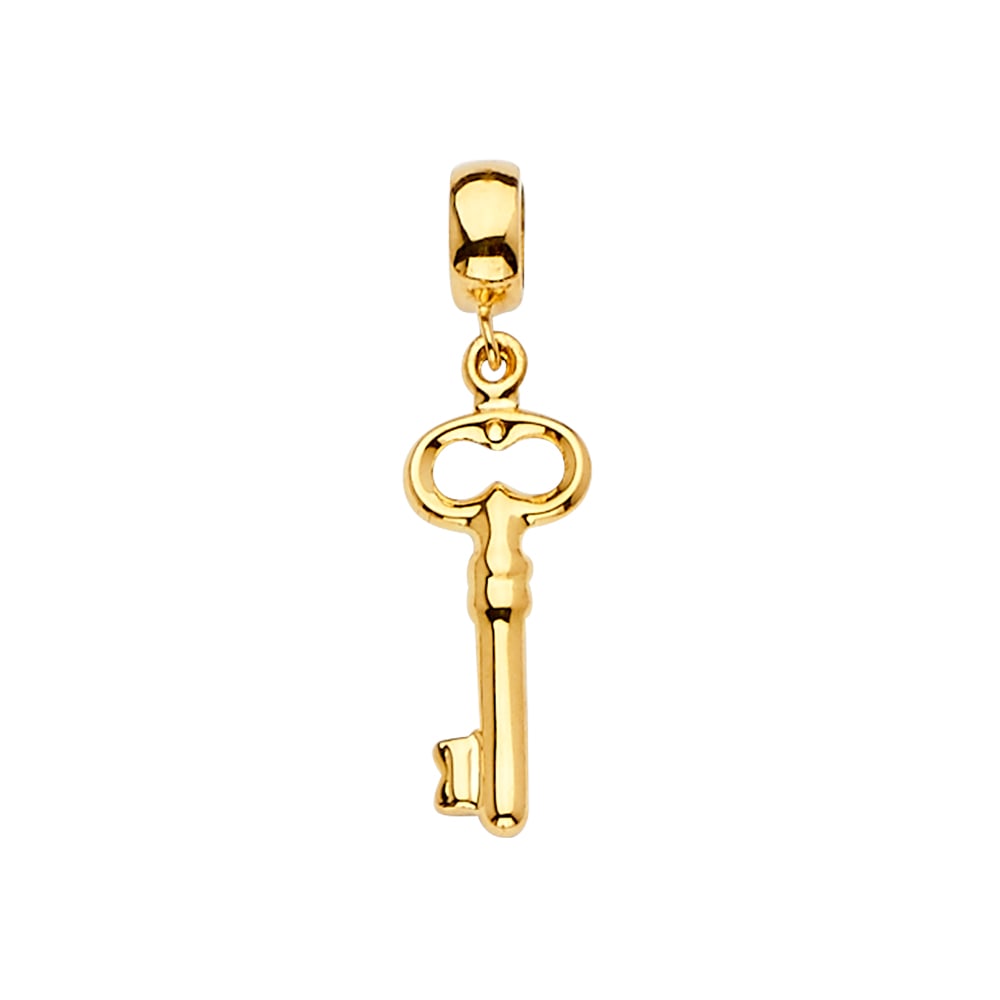 14KY KEY CHARM FOR MIX&MATCH BRACELET: 14KY Key Charm for Mix&Match Bracelet Type: Pendant Material Type: 14k Gold Material Color: Yellow Avg. Weight: 0.81 Gr. Size: Height : 29 mm,Width : 7 mm Accessories: None Notice: When pu