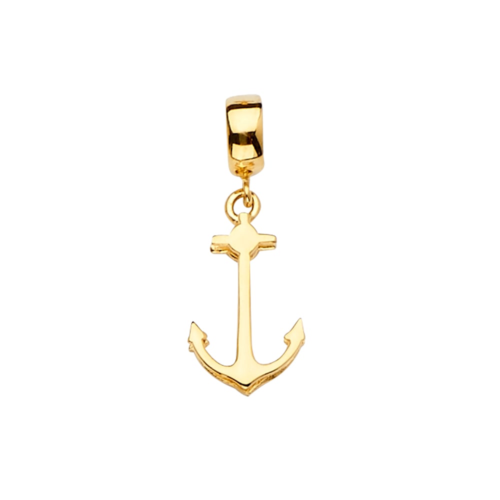 14KY ANCHOR CHARM FOR MIX&MATCH BRACELET: 14KY Anchor Charm for Mix&Match Bracelet Type: Pendant Material Type: 14k Gold Material Color: Yellow Avg. Weight: 1.08 Gr. Size: Height : 24 mm,Width : 9 mm Accessories: None Notice: When