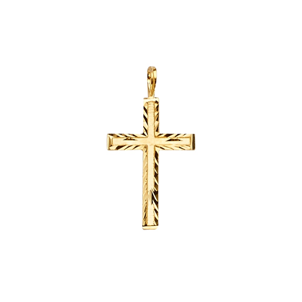 14KY CROSS PENDANT: 14KY Cross Pendant Type: Pendant Material Type: 14k Gold Material Color: Yellow Avg. Weight: 0.7 Gr. Size: Height : 22 mm,Width : 12 mm Accessories: None Notice: When purchasing pre-owned
