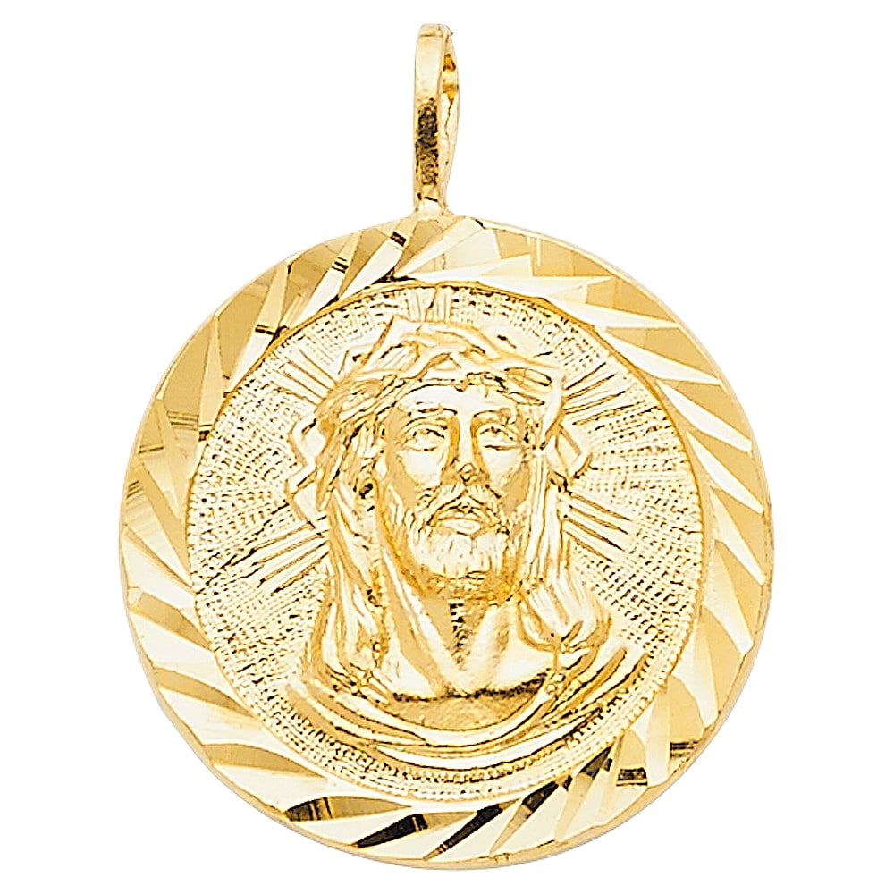 14KY JESUS CHRIST STAMP PENDANT: 14KY Jesus Christ Stamp Pendant Type: Pendant Material Type: 14k Gold Material Color: Yellow Avg. Weight: 2.29 Gr. Size: Height : 20 mm Width : 20 mm Accessories: None Notice: When purchasing