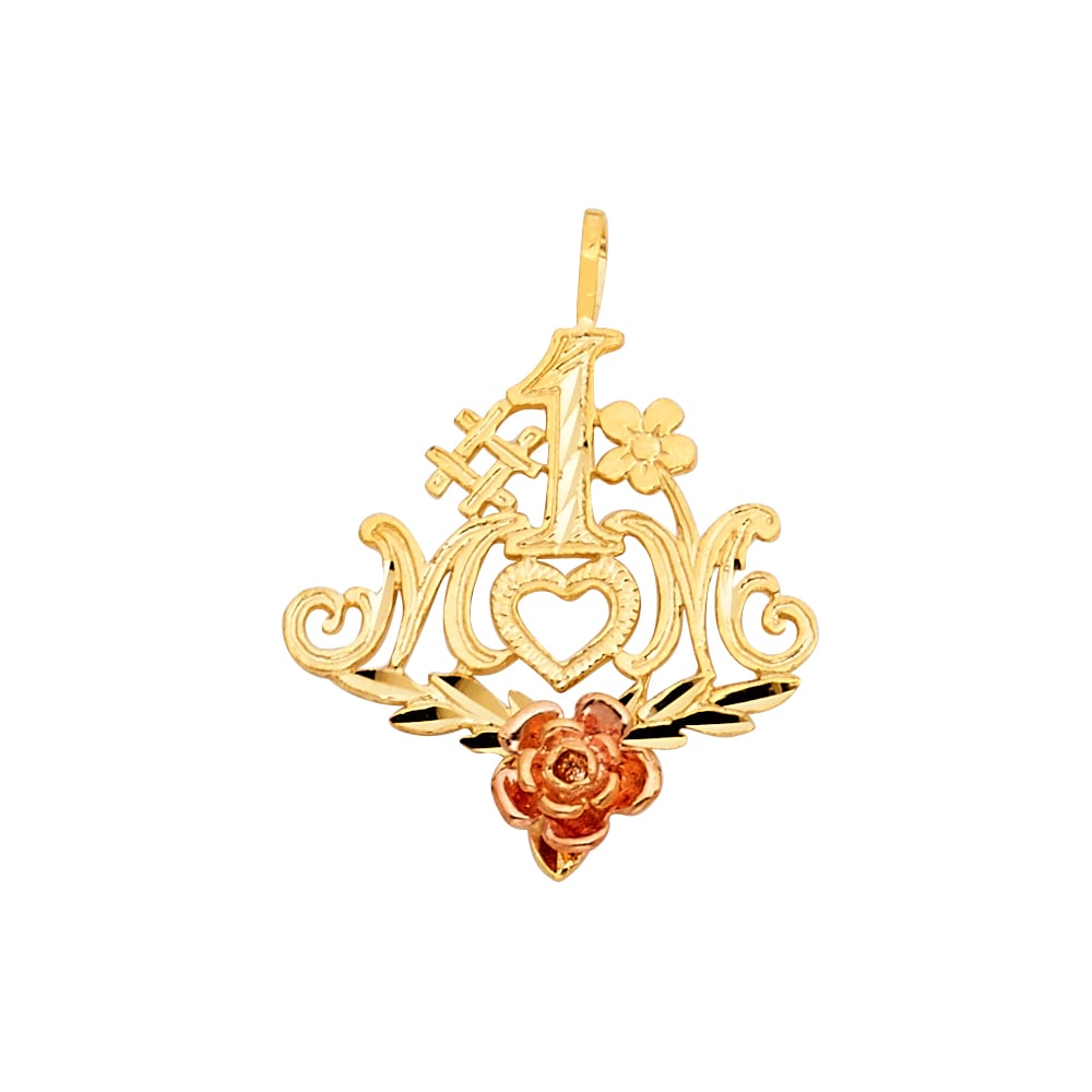 14K 2T MOM PENDANT: 14K 2T Mom Pendant Type: Pendant Material Type: 14k Gold Material Color: Two Tone Avg. Weight: 1.32 Gr. Size: Height : 27 mm,Width : 20 mm Accessories: None Notice: When purchasing pre-own
