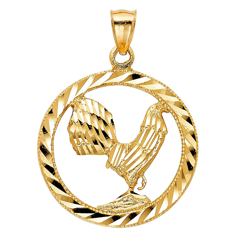 14KY ROOSTER PENDANT: 14KY Rooster Pendant Type: Pendant Material Type: 14k Gold Material Color: Yellow Avg. Weight: 6.25 Gr Size: Height : 33 mm Width : 33 mm Accessories: None Notice: When purchasing pre-owne
