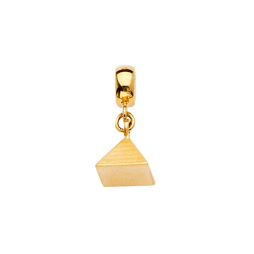 14KY PYRAMID CHARM FOR MIX&MATCH BRACELET: 14KY Pyramid Charm for Mix&Match Bracelet Type: Pendant Material Type: 14k Gold Material Color: Yellow Avg. Weight: 1.08 Gr. Size: Height : 17 mm,Width : 7 mm Accessories: None Notice: Whe