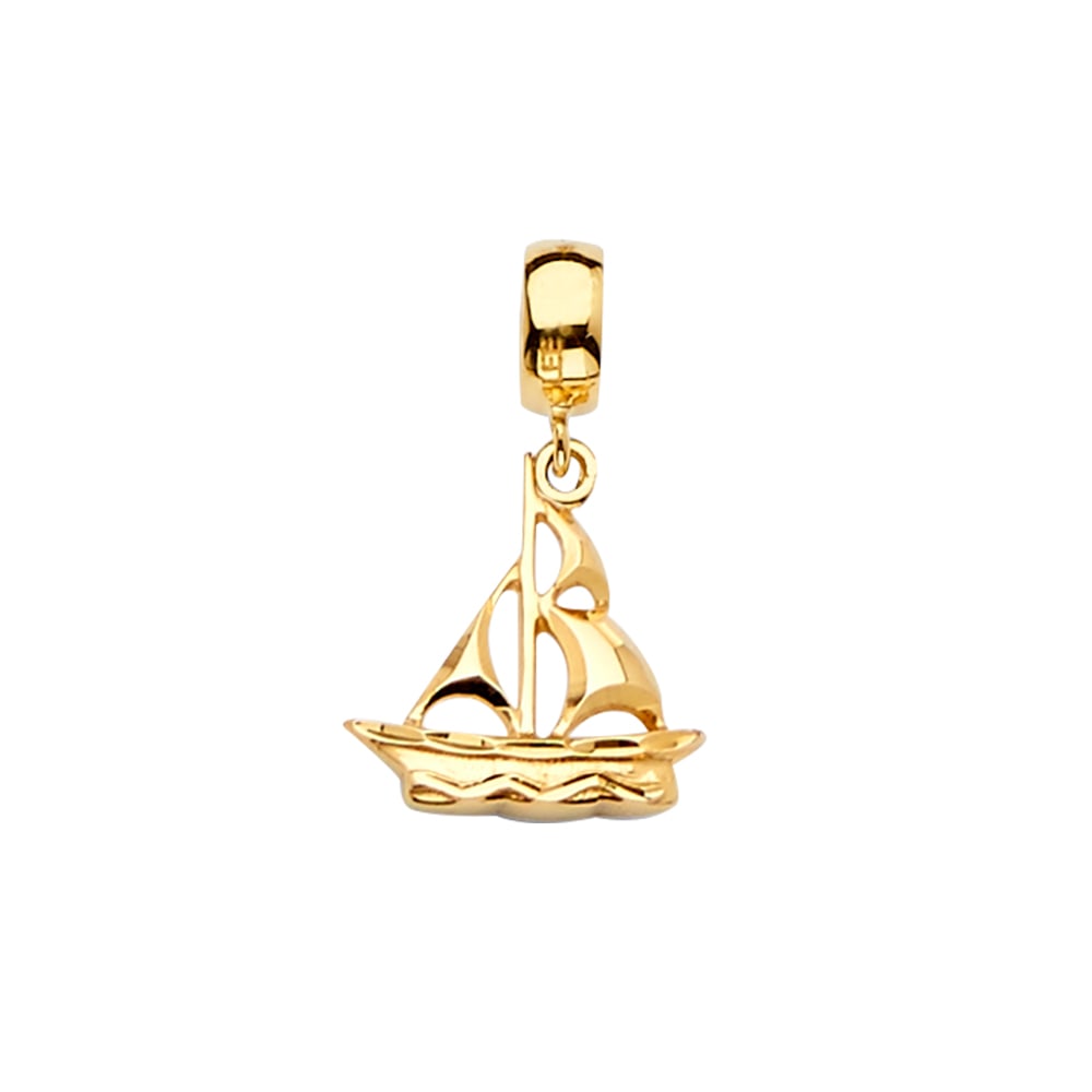 14KY BOAT CHARM FOR MIX&MATCH BRACELET: 14KY Boat Charm for Mix&Match Bracelet Type: Pendant Material Type: 14k Gold Material Color: Yellow Avg. Weight: 1.44 Gr. Size: Height : 20 mm,Width : 13 mm Accessories: None Notice: When