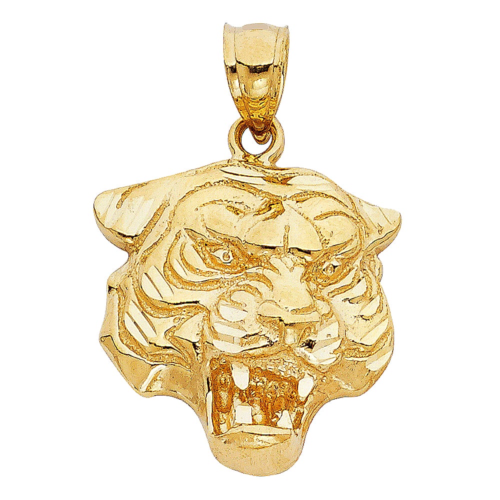 14KY TIGER PENDANT: 14KY Tiger Pendant Type: Pendant Material Type: 14k Gold Material Color: Yellow Avg. Weight: 4.65 Gr. Size: Height : 24 mm Width : 13 mm Accessories: None Notice: When purchasing pre-owned