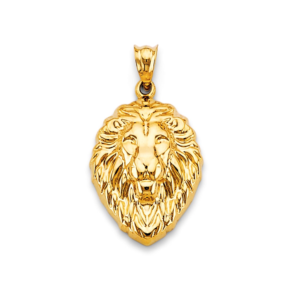 14KY LION FACE PENDANT: 14KY Lion Face Pendant Type: Pendant Material Type: 14k Gold Material Color: Yellow Avg. Weight: 1.49 Gr. Size: Height : 30 mm, Width : 15 mm Accessories: None Notice: When purchasing pre-