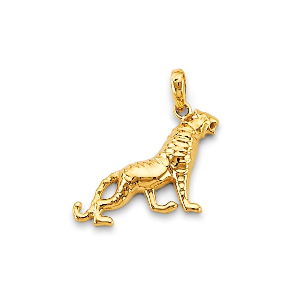 14KY TIGER PENDANT: 14KY Tiger Pendant Type: Pendant Material Type: 14k Gold Material Color: Yellow Avg. Weight: 1.33 Gr. Size: Height : 20 mm, Width : 20 mm Accessories: None Notice: When purchasing pre-owne