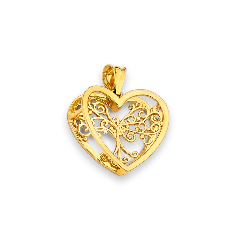 14KY HEART TREE OF LIFE PENDANT: 14KY Heart Tree of Life Pendant Type: Pendant Material Type: 14k Gold Material Color: Yellow Avg. Weight: 1.64 Gr. Size: Height : 20 mm, Width : 17 mm Accessories: None Notice: When purcha