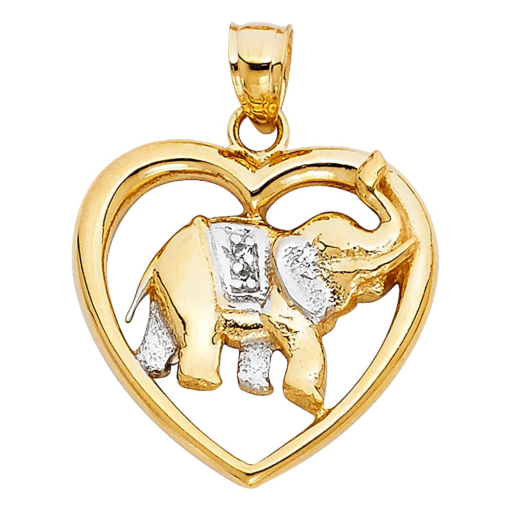 14K 2T ELEPHANT HEART PENDANT: 14K 2T Elephant Heart Pendant Type: Pendant Material Type: 14k Gold Material Color: Two Tone Avg. Weight: 3.36 Gr. Size: Height : 22 mm Width : 23 mm Accessories: None Notice: When purchas