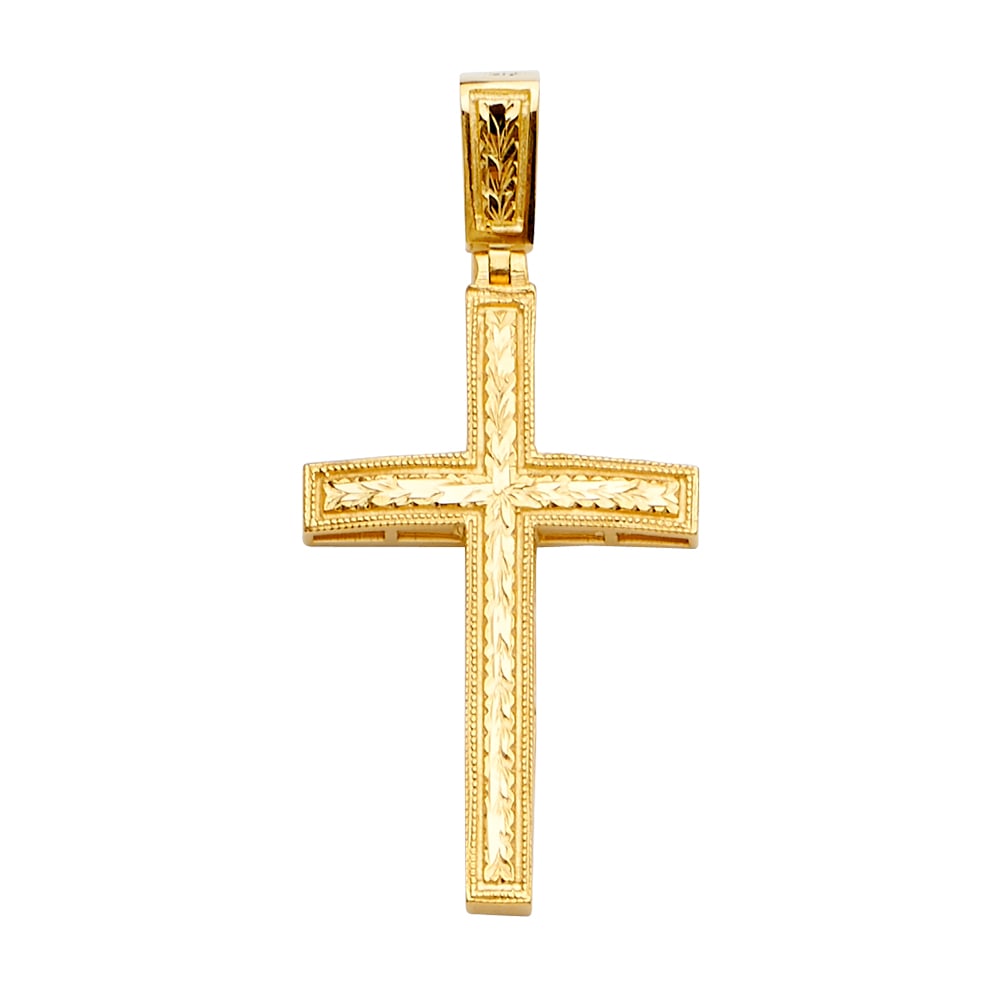 14KY CROSS PENDANT: 14KY Cross Pendant Type: Pendant Material Type: 14k Gold Material Color: Yellow Avg. Weight: 4.34 Gr. Size: Height : 48 mm,Width : 24 mm Accessories: None Notice: When purchasing pre-owned