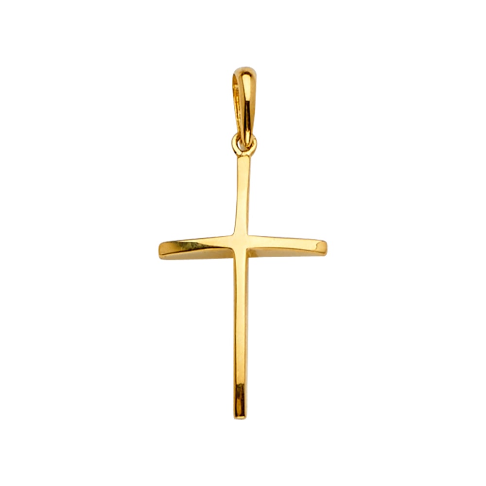 14KY CROSS PENDANT: 14KY Cross Pendant Type: Pendant Material Type: 14k Gold Material Color: Yellow Avg. Weight: 1.09 Gr. Size: Height : 30 mm,Width : 15 mm Accessories: None Notice: When purchasing pre-owned