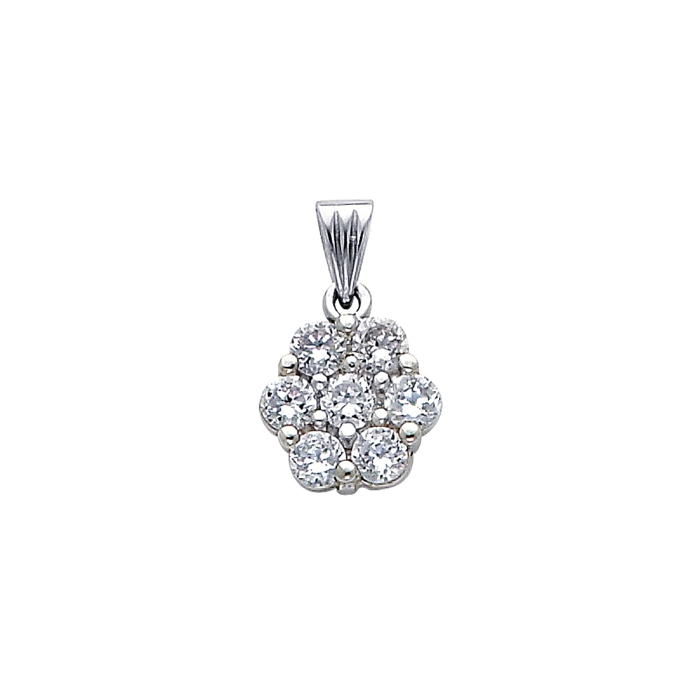 14KW CZ PENDANT: 14KW CZ Pendant Type: Pendant Material Type: 14k Gold Material Color: White Avg. Weight: 0.9 Gr. Size: Height : 10 mm, Width : 10 mm Accessories: None Notice: When purchasing pre-owned goo