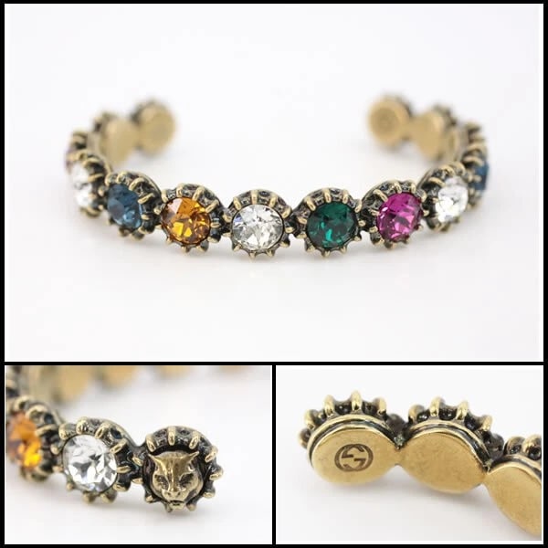 GUCCI CAT HEAD BANGLE MULTICOLOR METAL (1 of 2)