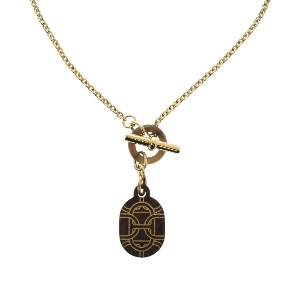 HERMES CHENE DUNKLE BUFFALO HORN NECKLACE (1 of 4)