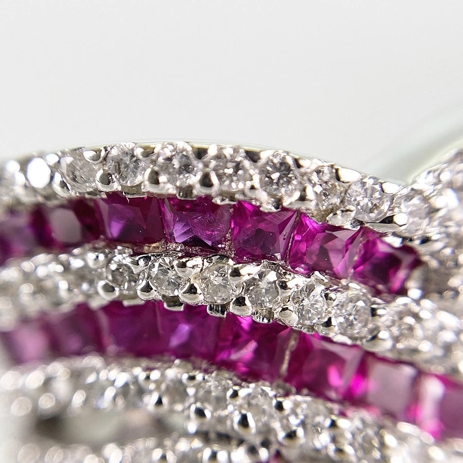 RING WHITE GOLD RUBY DIAMOND - 8