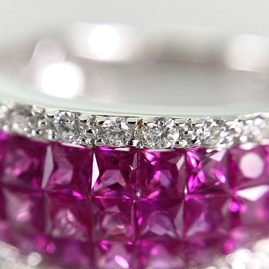 RING WHITE GOLD RUBY DIAMOND - 6