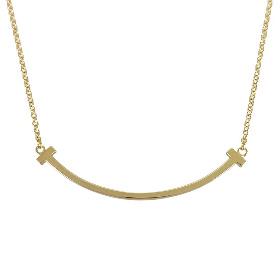 TIFFANY&CO. T SMILE SMALL YELLOW GOLD NECKLACE: TIFFANY&Co. T Smile Small Yellow gold Necklace Brand: TIFFANY&Co. Type/Style: Necklace Material: 18K Yellow Gold Color: Gold Size: Top size:10.7mm?36.9mm Necklace full length:46cm Accessories: None