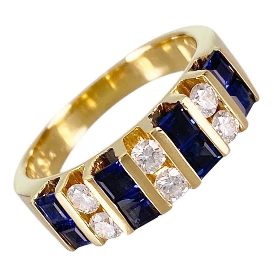 MIKIMOTO YELLOW GOLD SAPPHIRE DIAMOND RING: MIKIMOTO Yellow gold Sapphire Diamond Ring Brand: MIKIMOTO Type/Style: Ring Material: 18K Yellow Gold, Main Stone Sapphire Color: Gold Size: 5 US Accessories: None Accessories Notice: When purchasing