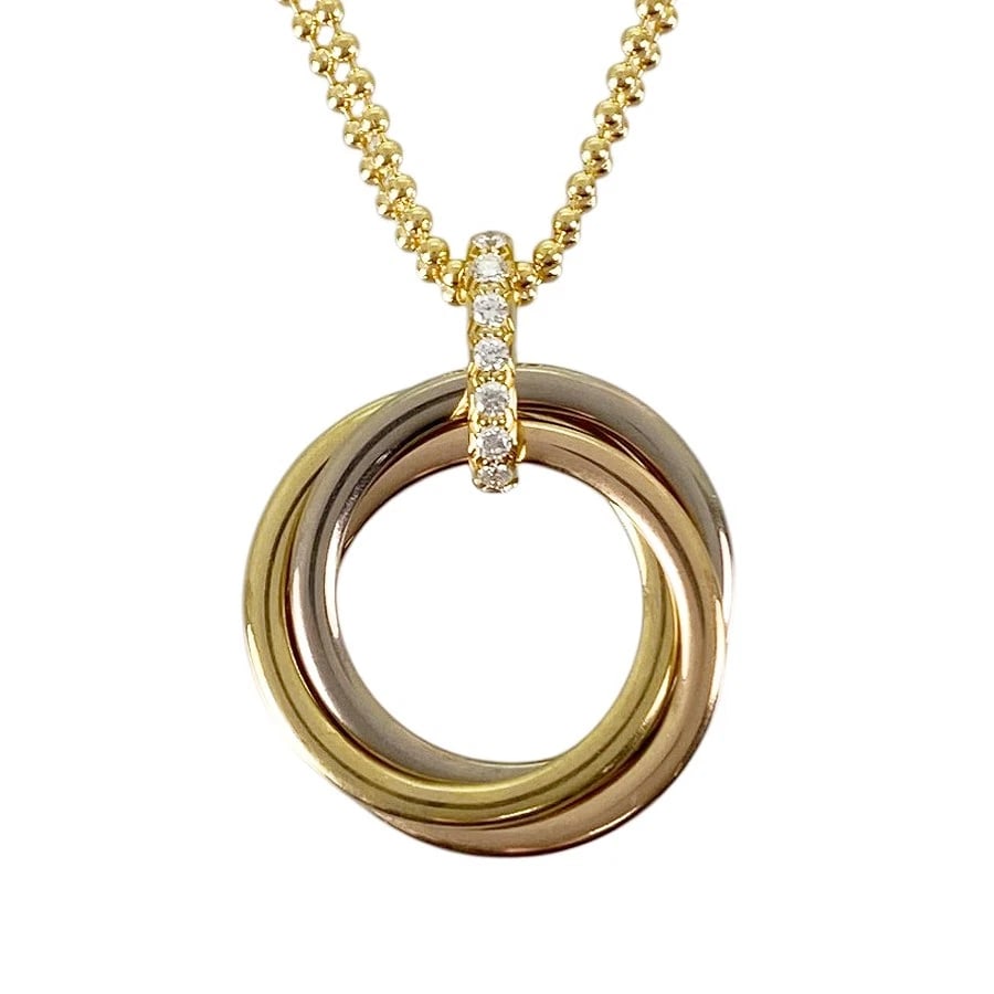 CARTIER TRINITY YELLOW GOLD DIAMOND NECKLACE: Cartier Trinity Yellow gold Diamond Necklace Brand: Cartier Type/Style: Necklace Material: 18K Yellow Gold 18K White Gold 18K Rose Gold, Main Stone Natural Color: Gold Size: Top size:18.2mm?18.9mm