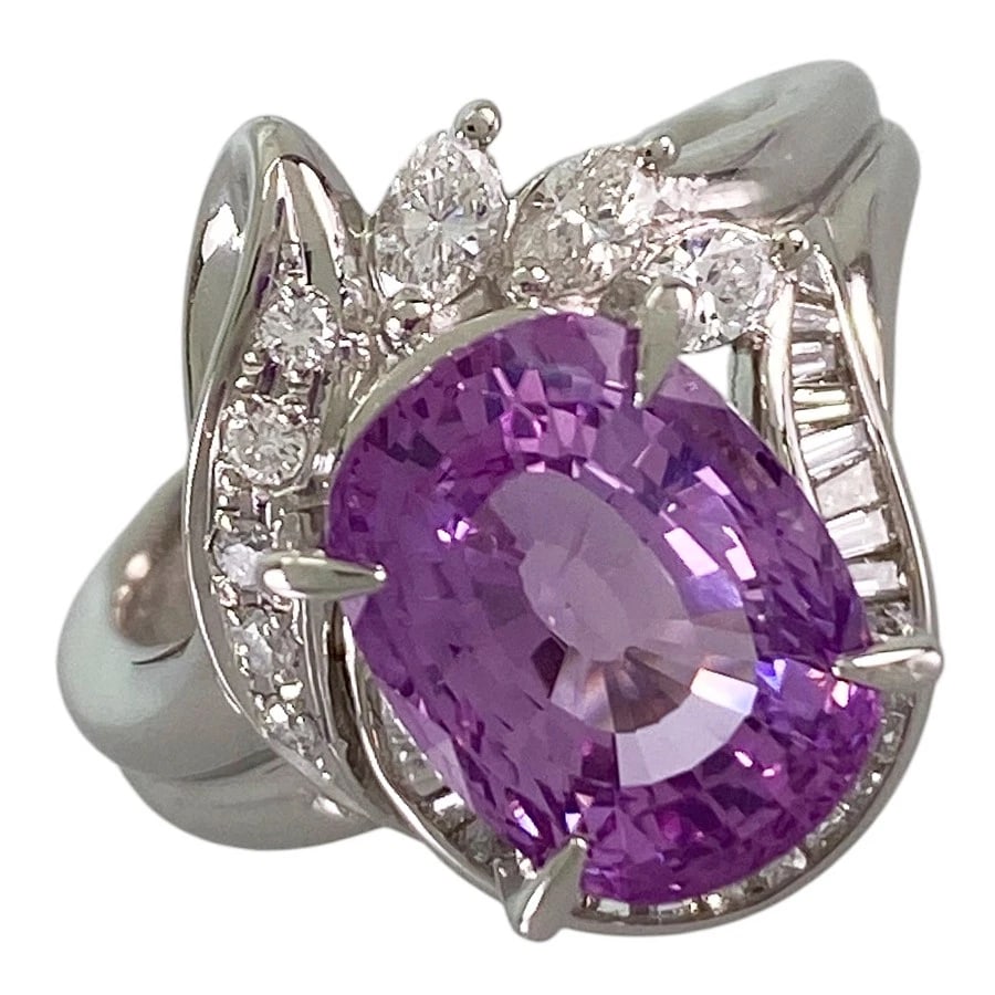 RING PLATINUM PINK SAPPHIRE DIAMOND (1 of 7)