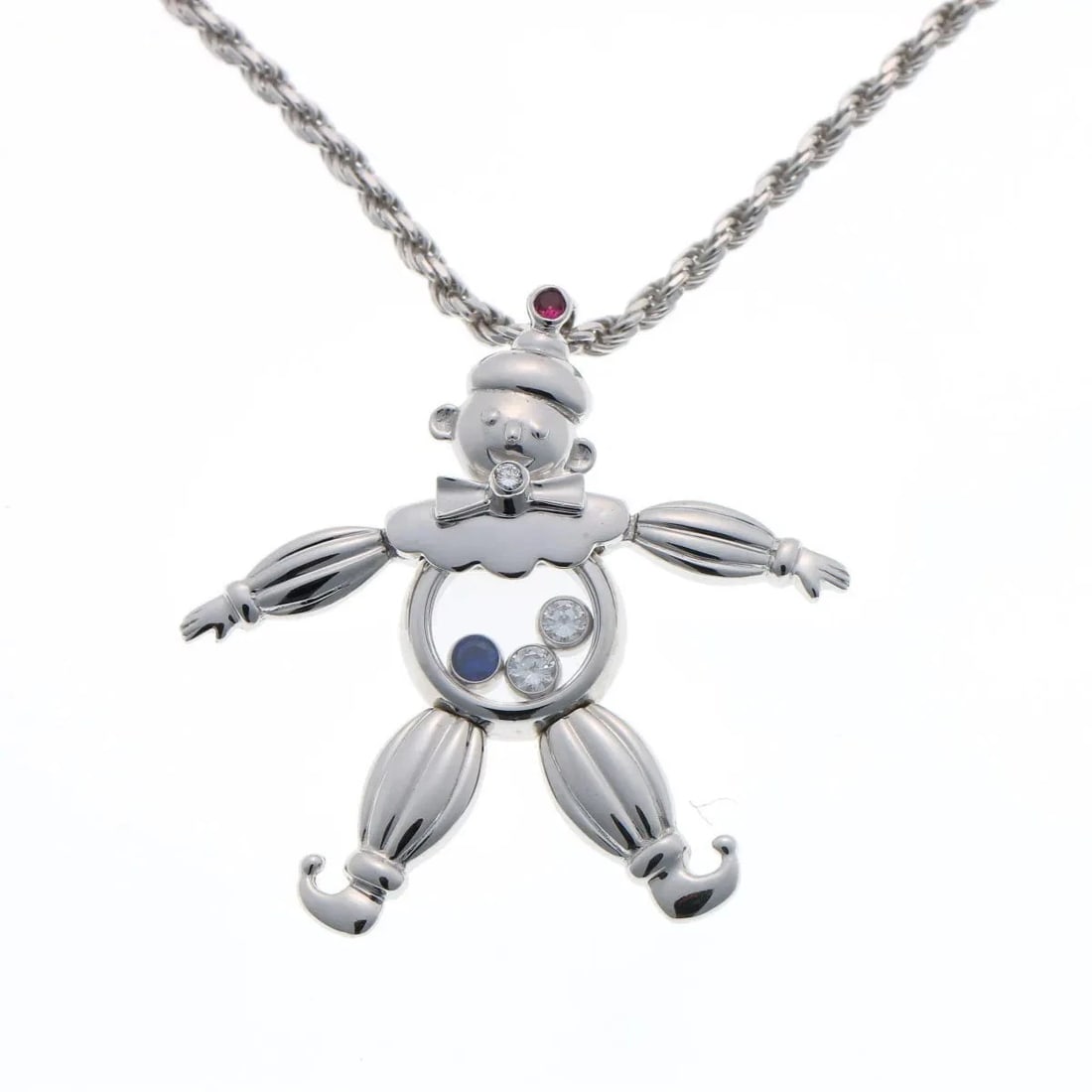 CHOPARD HAPPY DIAMOND SAPPHIRE 18K WHITE GOLD NECKLACE PENDANT: Chopard Happy Diamond Sapphire 18k White Gold Necklace Pendant Brand: Chopard Type/Style: Necklace Material: 18k White Gold, Main Stone Natural Color: White Size: Top Size: Approx. W22?32 ? H32 mm (W0