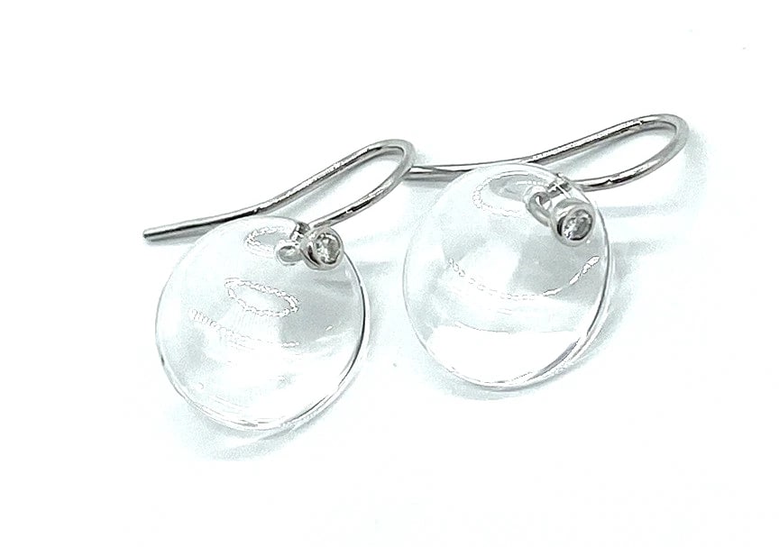 TIFFANY & CO PERETTI DISC CRYSTAL QUARTZ DIAMOND PLATINUM: Tiffany & Co Peretti Disc Crystal Quartz Diamond Platinum Brand: Tiffany & Co. Type/Style: Earrings Material: Platinum 950, Main Stone Natural Color: White Size: Quartz Size: Diameter 13.0 mm / 0.5 in