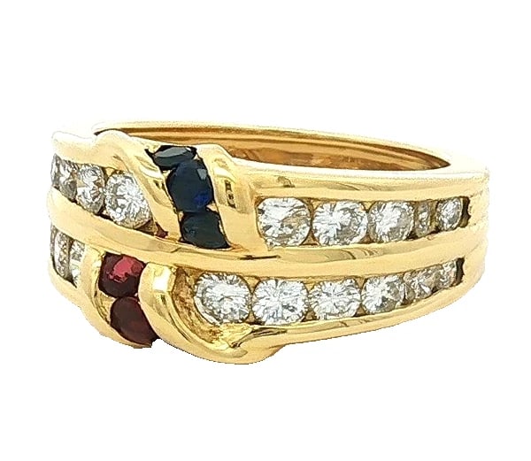 MAUBOUSSIN RUBY SAPPHIRE DIAMOND 18K YELLOW GOLD RING (1 of 3)