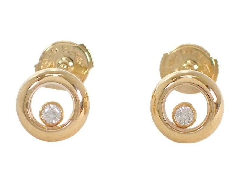 CHOPARD HAPPY DIAMOND 18K YELLOW GOLD STUD PIERCED EARRINGS (1 of 6)