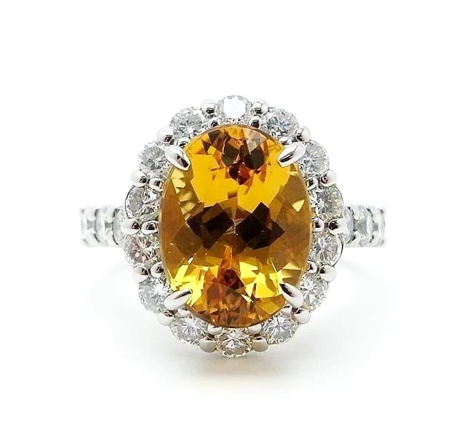 NATURAL YELLOW BERYL DIAMOND PLATINUM 950 RING (1 of 7)