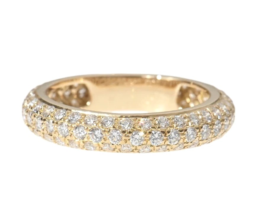 CARTIER DIAMOND ETERNITY 18K YELLOW GOLD RING: Cartier Diamond Eternity 18k Yellow Gold Ring Brand: Cartier Type/Style: Ring Material: 18k Yellow Gold, Main Stone Natural Color: Yellow Size: US4.5 Accessories: None Accessories Notice: