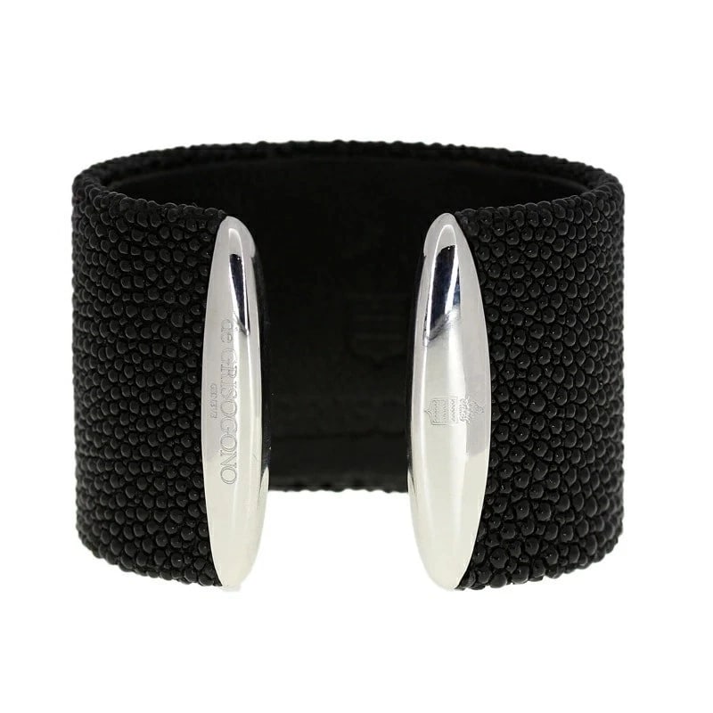 DE GRISOGONO SKULL RUBY DIAMOND STINGRAY LEATHER CUFF BANGLE - 3