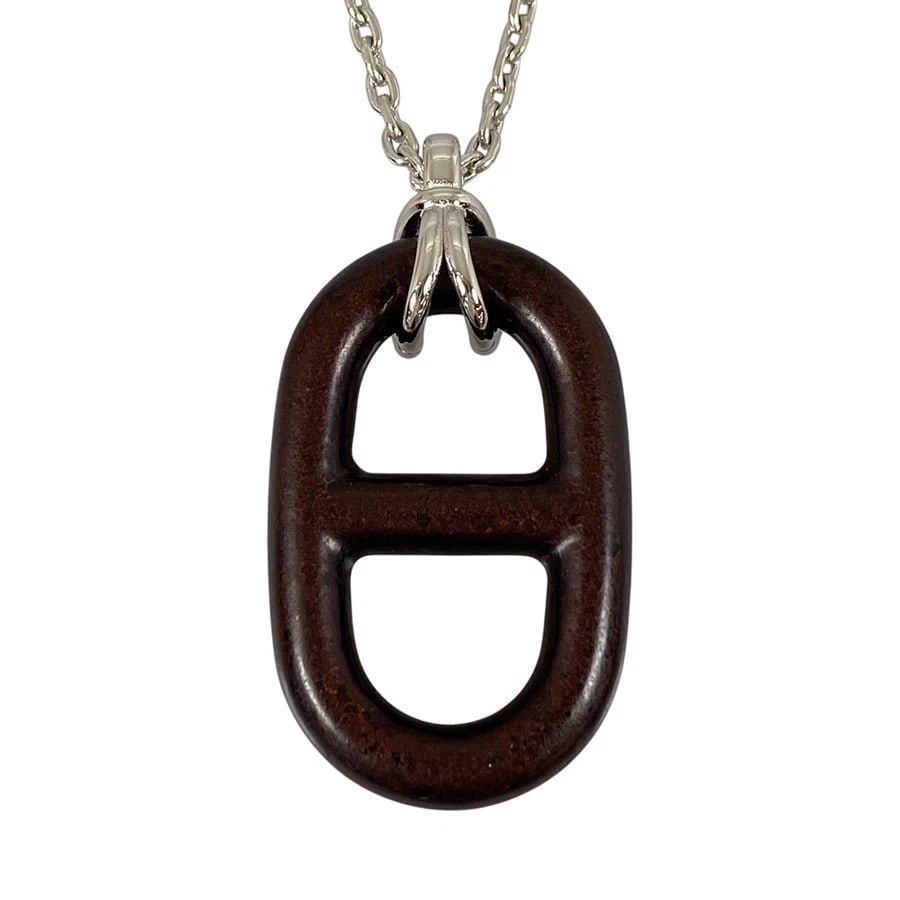 HERMES CHAINE D'ANCRE METAL LONG NECKLACE: HERMES Chaine d'Ancre Metal Long necklace Brand: HERMES Type/Style: Long necklace Material: Metal Vulcanium, Color: Silver Size: Top size:40.8mm?25.9mm Necklace full length:59cm Accessories: None