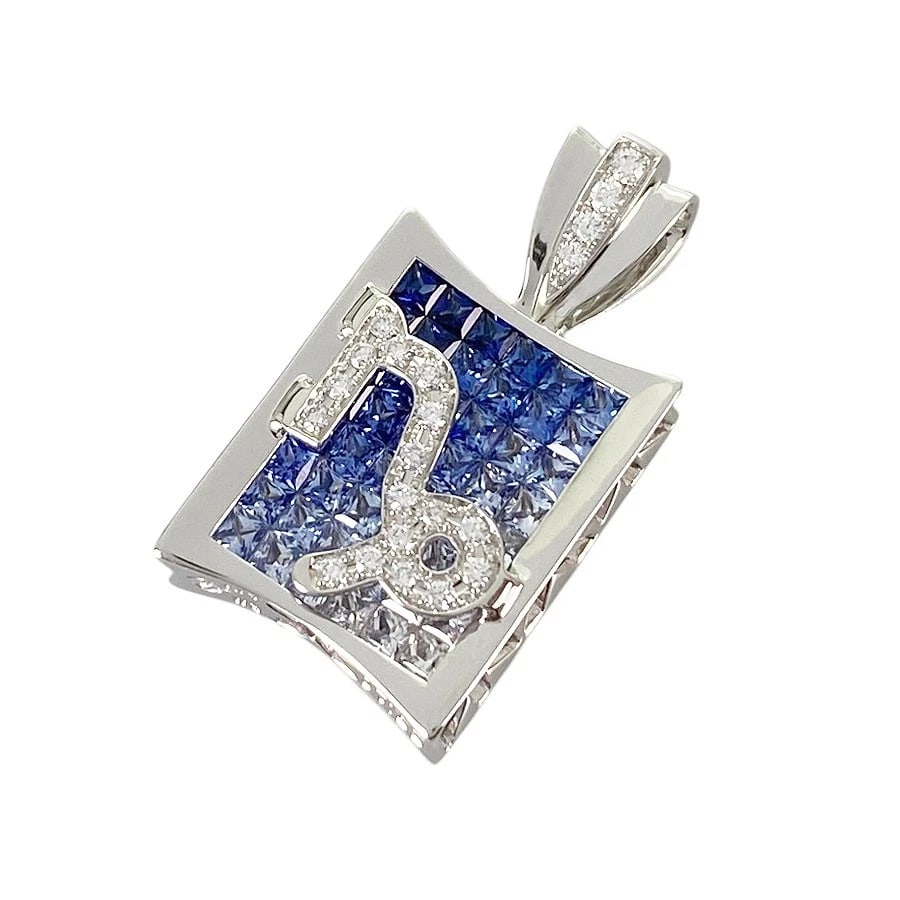 YUKIZAKI WHITE GOLD BLUE DIAMOND PENDANT TOP: YUKIZAKI White gold Blue Diamond Pendant top Brand: YUKIZAKI Type/Style: Pendant top Material: 18K White Gold, Main Stone/Creation Secondary Stone diamond Color: Silver Size: Top size (including Vatic