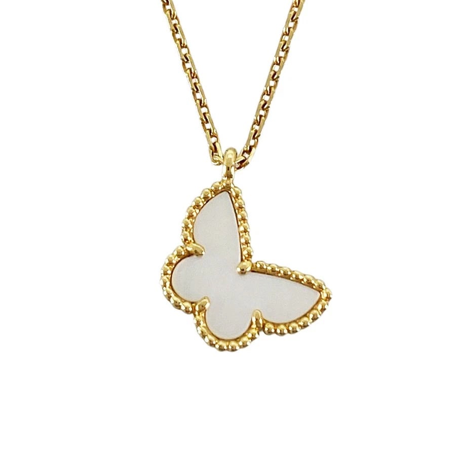 VAN CLEEF & ARPELS SWEET ALHAMBRA BUTTERFLY YELLOW GOLD NECKLACE: Van Cleef & Arpels Sweet Alhambra Butterfly Yellow gold Necklace Brand: Van Cleef & Arpels Type/Style: Necklace Material: 18K Yellow Gold, Color: Gold Size: Top size:8.0mm?10.6mm Necklace full length: