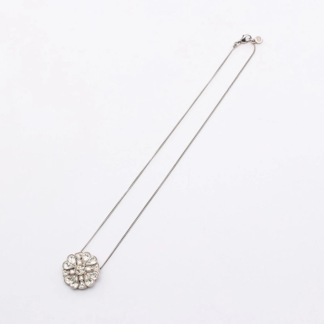 CHANEL CLOVER COCO MARK NECKLACE JEWELRY SS CRYSTAL SILVER: CHANEL Clover Coco Mark Necklace Jewelry SS Crystal Silver Brand: CHANEL Type/Style: Pendant Material: Stainless Steel x Crystal, Color: Silverish / Clear Size: Neck circumference: about 43cm W about 