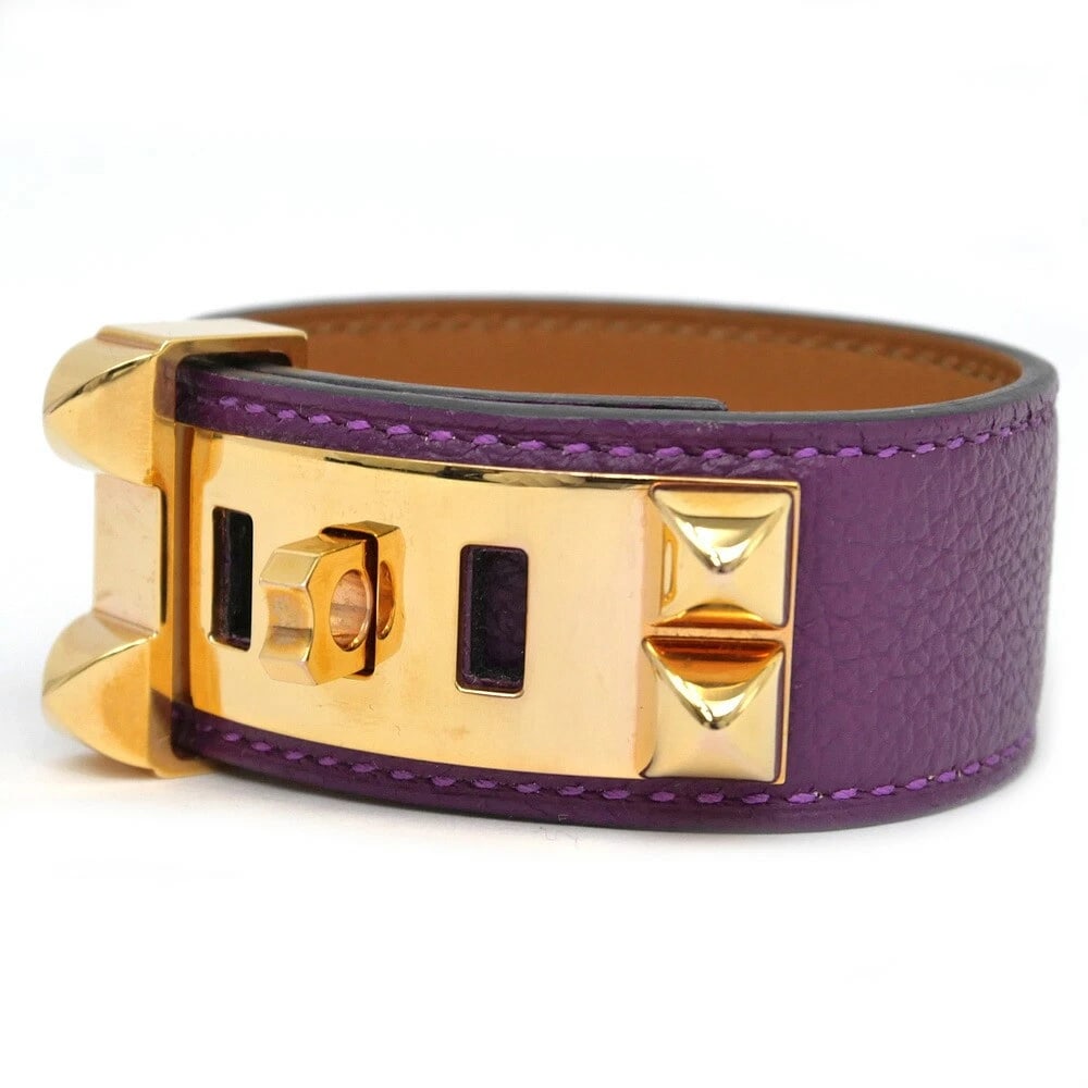 HERMES COLLIER DE CHIEN BRACELET ANEMONE GOLD (1 of 6)