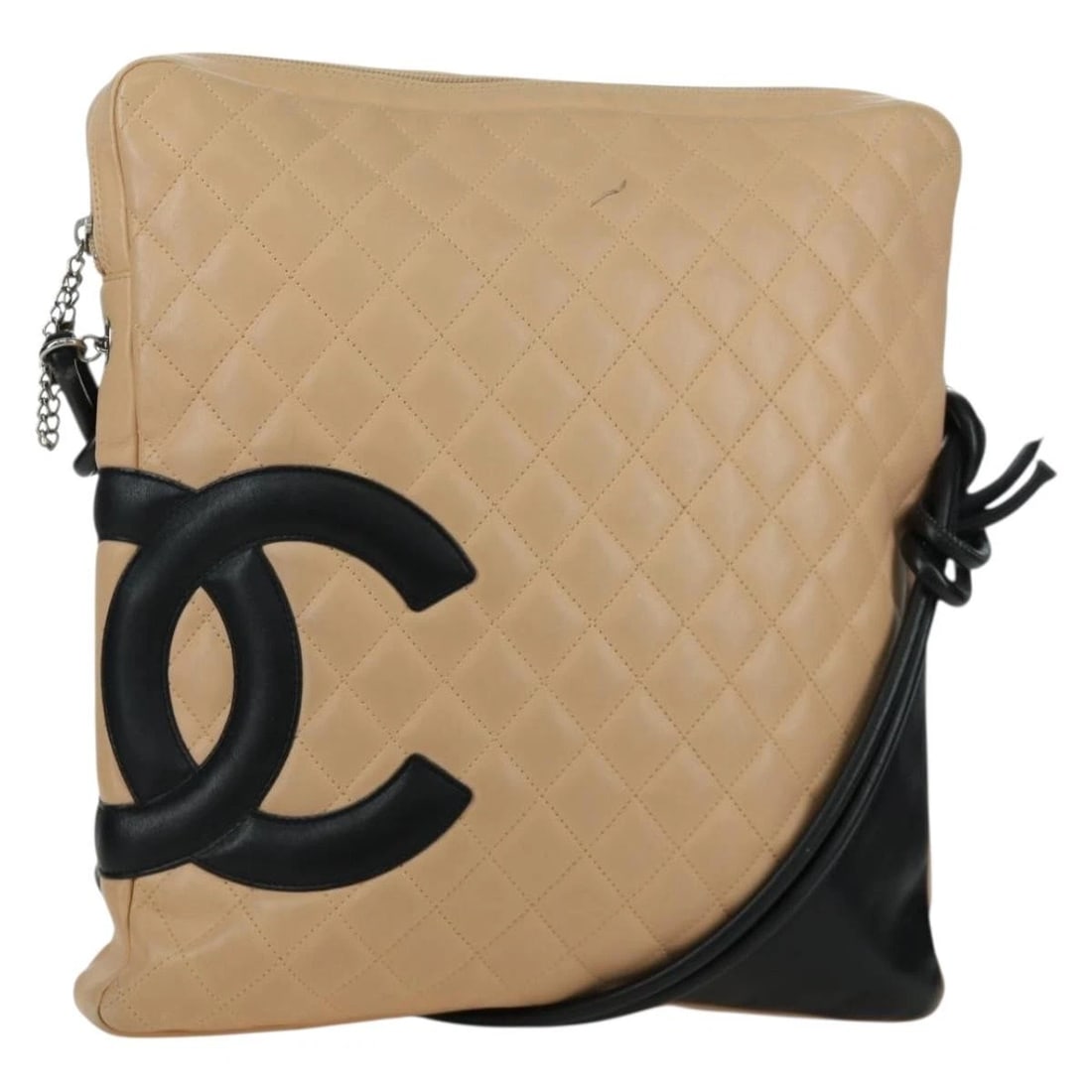 CHANEL CAMBON LINE MATELASSE SHOULDER BAG LAMB SKIN: CHANEL Cambon Line Matelasse Shoulder Bag Lamb Skin Brand: CHANEL Type/Style: Shoulder Bag Material: Lamb Skin Color: Beige/Black Size: W11.8 x H12.6 x D1.6inch(Approx) Accessories: None A