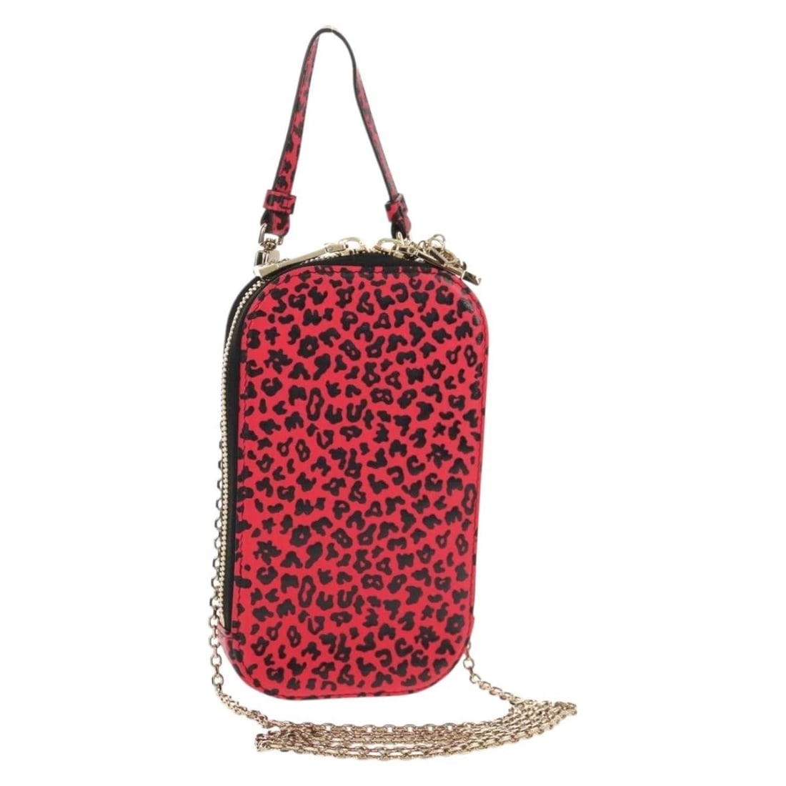 CHRISTIAN DIOR CHAIN PHONE POUCH LEATHER 2WAY: Christian Dior Chain Phone Pouch Leather 2way Brand: Christian Dior Type/Style: Shoulder Bag Material: Leather Color: Red/Gold Size: W4.3 x H7.1 x D0.8inch(Approx) Accessories: None Access