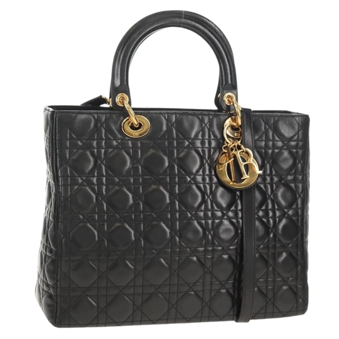 CHRISTIAN DIOR CANAGE HAND BAG LAMB SKIN 2WAY: Christian Dior Canage Hand Bag Lamb Skin 2way Brand: Christian Dior Type/Style: Hand Bag Material: Lamb Skin Color: Black/Gold Size: W12.2 x H9.4 x D4.3inch(Approx) Accessories: None Acces