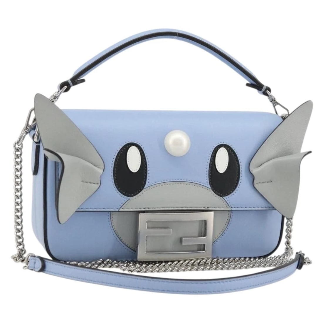 FENDI NAPPA DRATINI FRGMT X POKEMON LEATHER 2WAY: FENDI Nappa Dratini FRGMT x POKEMON Leather 2way Brand: FENDI Type/Style: Hand Bag Material: Leather Color: Light Blue Size: W7.5 x H3.9 x D2.0inch(Approx) Accessories: None Accessories No
