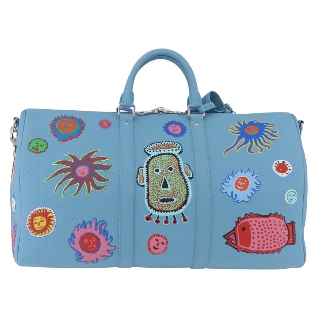 LOUIS VUITTON KEEPALL BANDOULIERE 50 TAURILLON LEATHER: LOUIS VUITTON Keepall Bandouliere 50 Taurillon Leather Brand: LOUIS VUITTON Type/Style: Boston Bag Material: Monogram Canvas Color: Light Blue Size: W19.7 x H9.8 x D8.7inch(Approx) Accessories: No