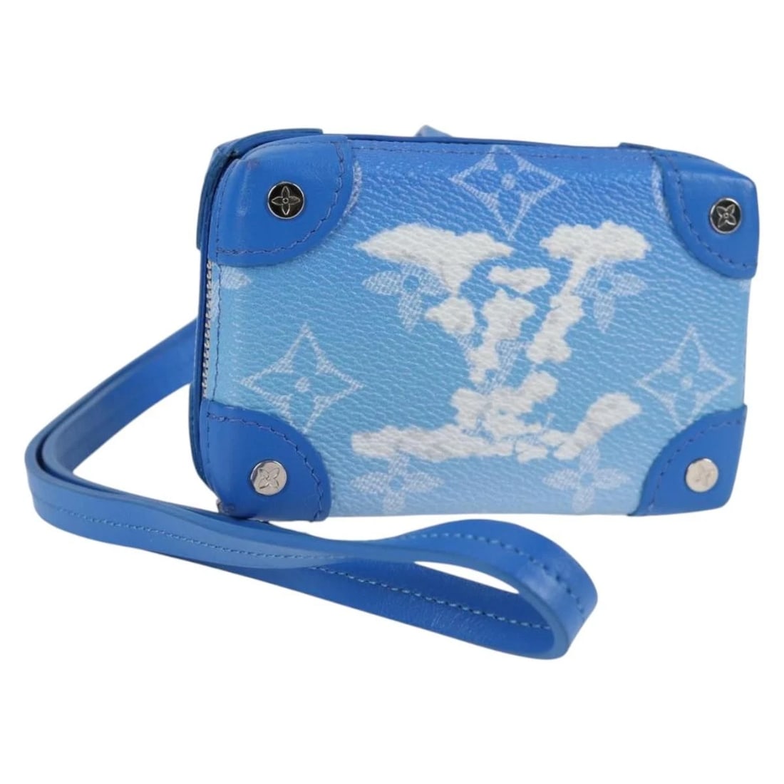 LOUIS VUITTON MONOGRAM CLOUDS TRUNK NECKLACE WALLET: LOUIS VUITTON Monogram Clouds Trunk Necklace Wallet Brand: LOUIS VUITTON Type/Style: Wallet Material: Monogram Canvas Color: Blue Size: W4.5 x H3.0 x D1.2inch(Approx) Accessories: None Acc