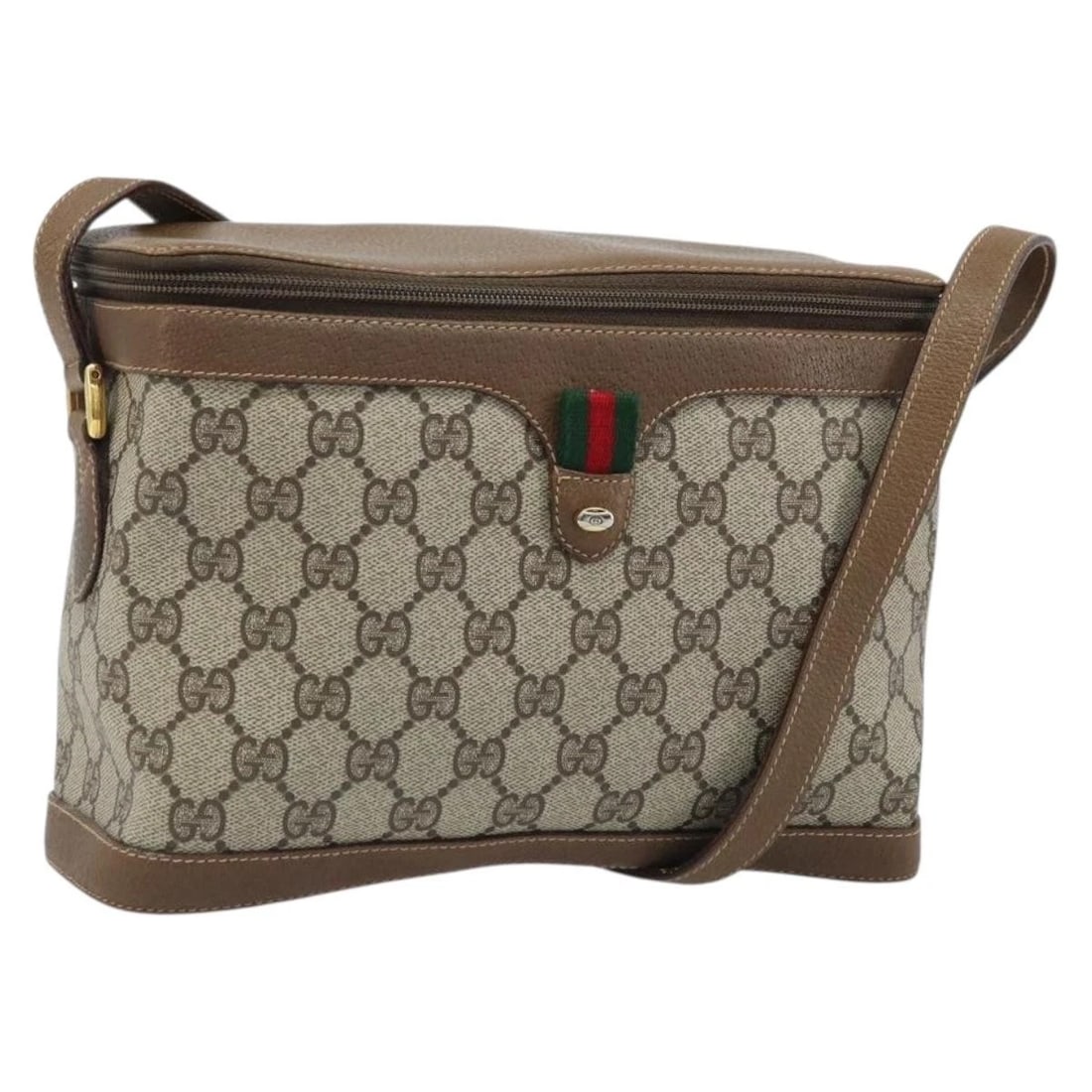 GUCCI GG SUPREME WEB SHERRY LINE BAG PVC: GUCCI GG Supreme Web Sherry Line Bag PVC Brand: GUCCI Type/Style: Shoulder Bag Material: PVC Leather/GG Canvas Color: Beige/Gold Size: W9.8 x H6.7 x D3.5inch(Approx) Accessories: None Acce