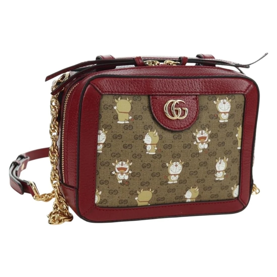 GUCCI MICRO GG SUPREME DORAEMON COLLABORATION BAG: GUCCI Micro GG Supreme Doraemon Collaboration Bag Brand: GUCCI Type/Style: Shoulder Bag Material: PVC Leather/Micro Small GG Canvas Color: Beige/Gold Size: W7.5 x H5.5 x D2.8inch(Approx) Accessori