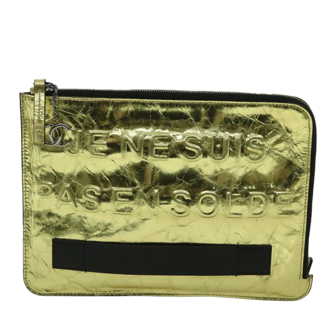 CHANEL CLUTCH BAG METALLIC LEATHER GOLD: CHANEL Clutch Bag Metallic Leather Gold Brand: CHANEL Type/Style: Clutch Bag Material: Leather Color: Gold Size: W10.6 x H7.9inch(Approx) Accessories: None Accessories Notice: When purchas