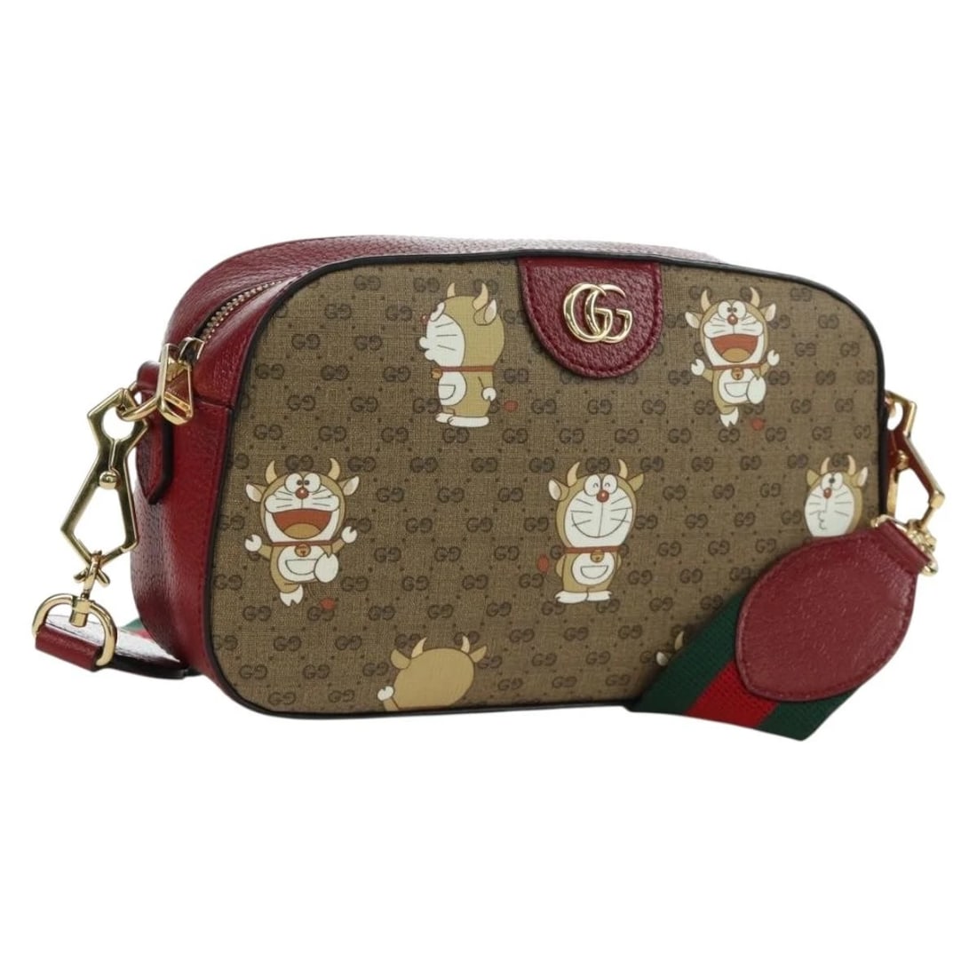GUCCI MICRO GG SUPREME DORAEMON COLLABORATION BAG: GUCCI Micro GG Supreme Doraemon Collaboration Bag Brand: GUCCI Type/Style: Shoulder Bag Material: PVC Leather/Micro Small GG Canvas Color: Beige/Gold Size: W9.4 x H5.9 x D2.8inch(Approx) Accessori